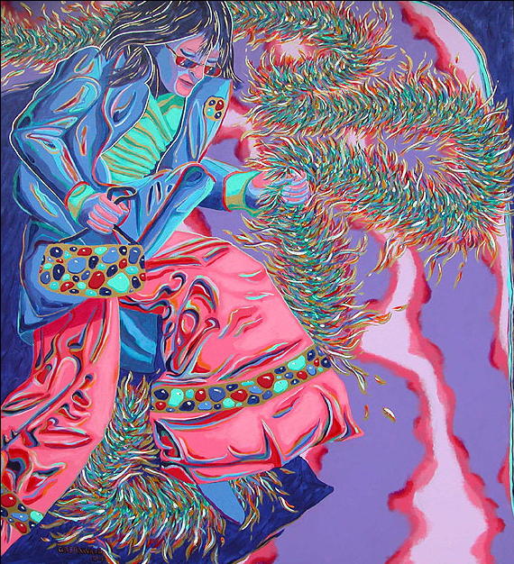 Woman With Flaming Boa